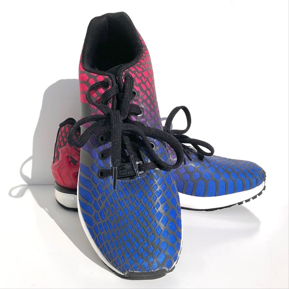 Adidas Running Shoe Women 8.5 ZX Flux Xeno 2015 Negative Collection in Blue Red - Picture 2 of 11